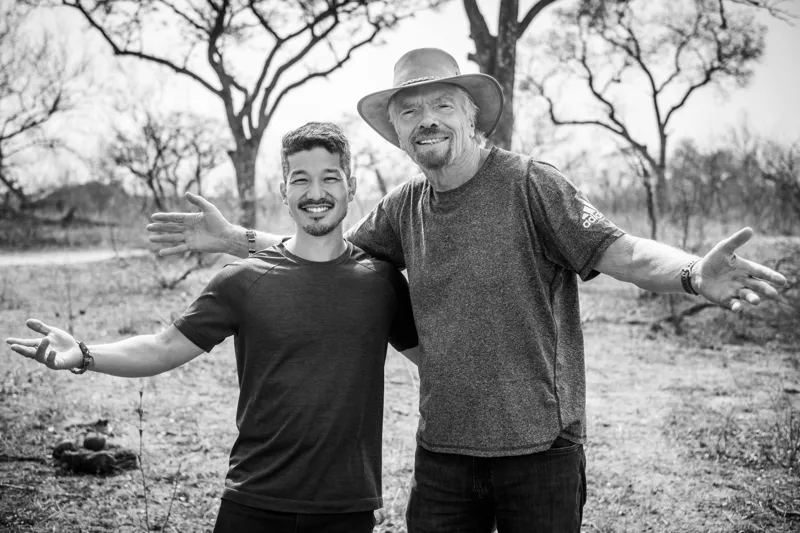 Ken Okazaki with Richard Branson on safari